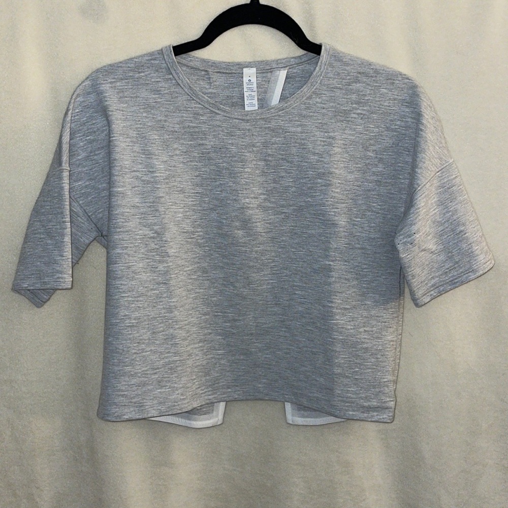 Lululemon soft gray cross back cropped top